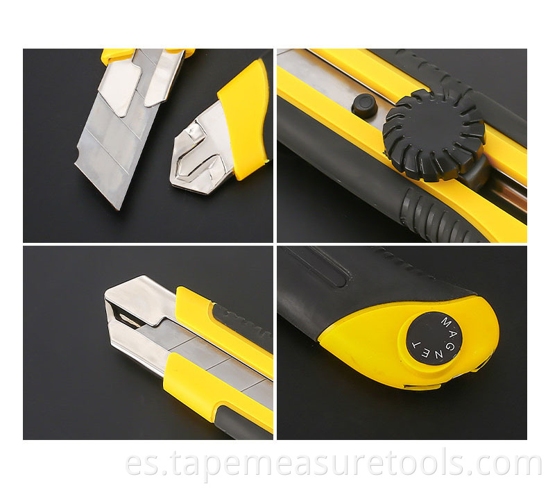 Cuchillo utilitario de bloqueo giratorio de hoja negra de alta calidad de 18 mm